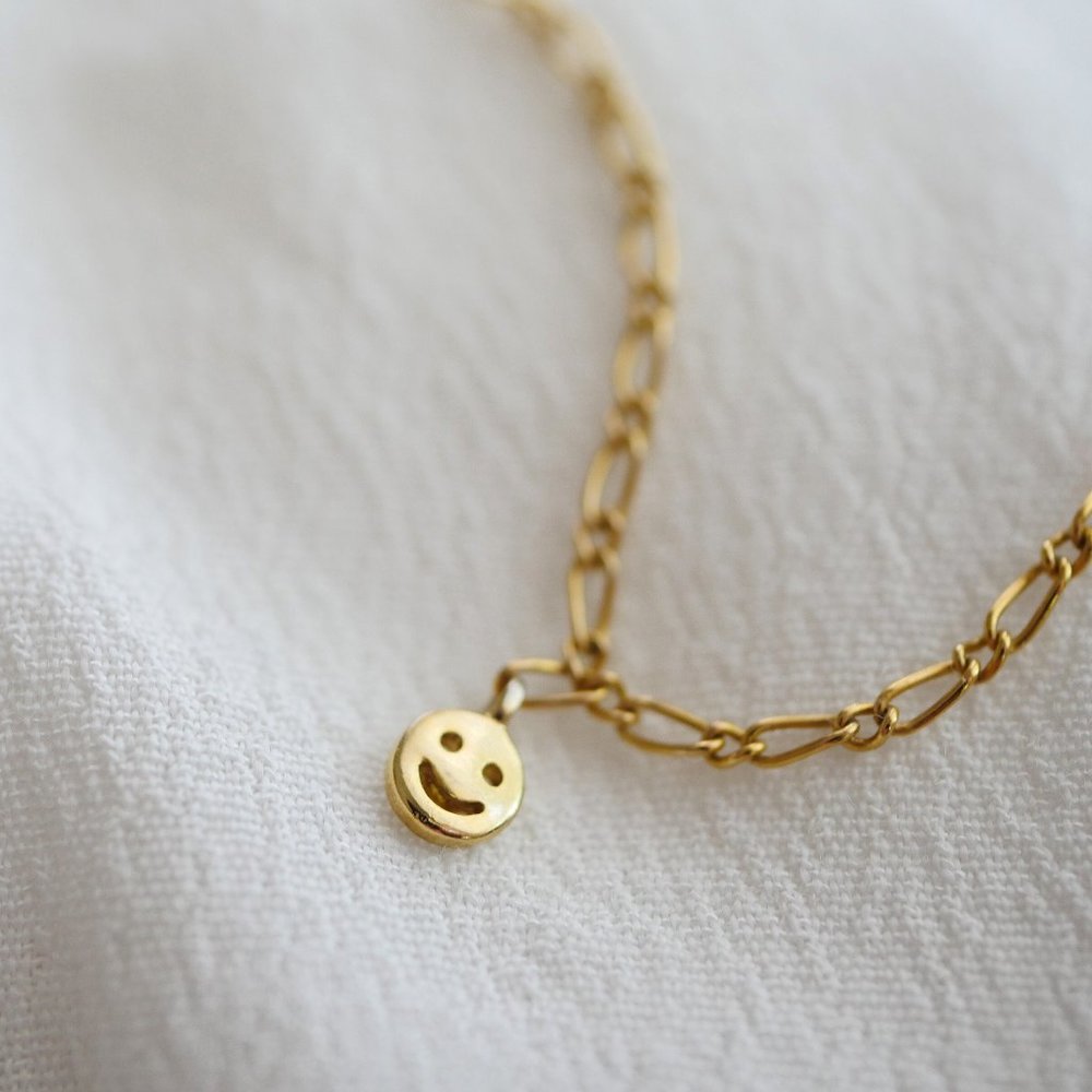 Smiley Necklace  Dainty Necklace  Dainty Gold Necklace